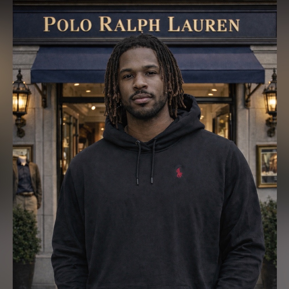 Polo by Ralph Lauren Black Hoodie shirt with Red Pony Embroidery